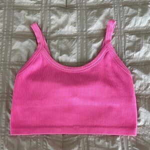 Pink Ribbed Crop Top